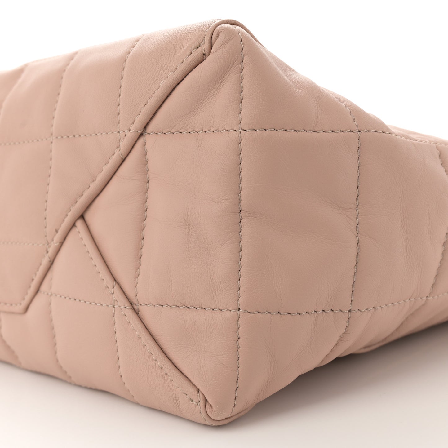 Calfskin Quilted Vertical Cabas Tote Beige