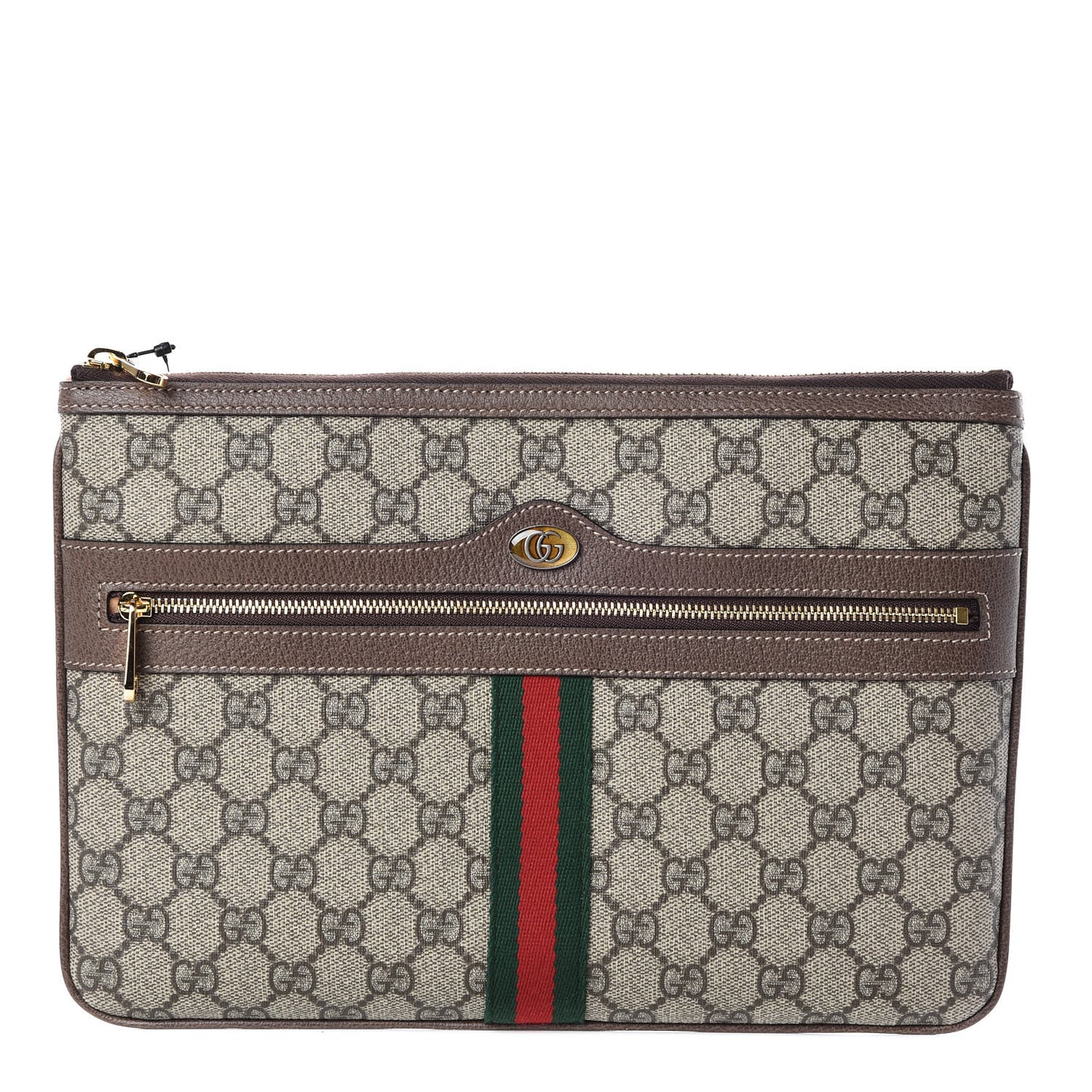 GG Supreme Monogram Large Ophidia Pouch Clutch Brown