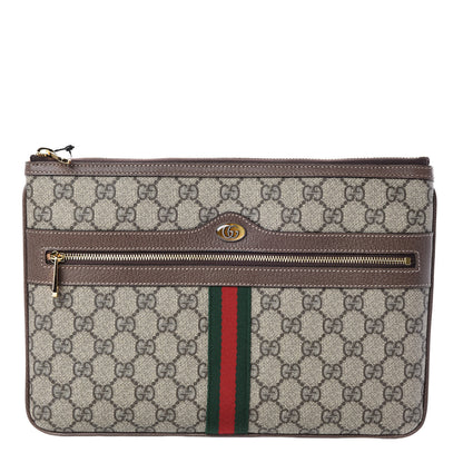 Gucci GG Supreme Monogram Large Ophidia Pouch Clutch Brown 1 of 8