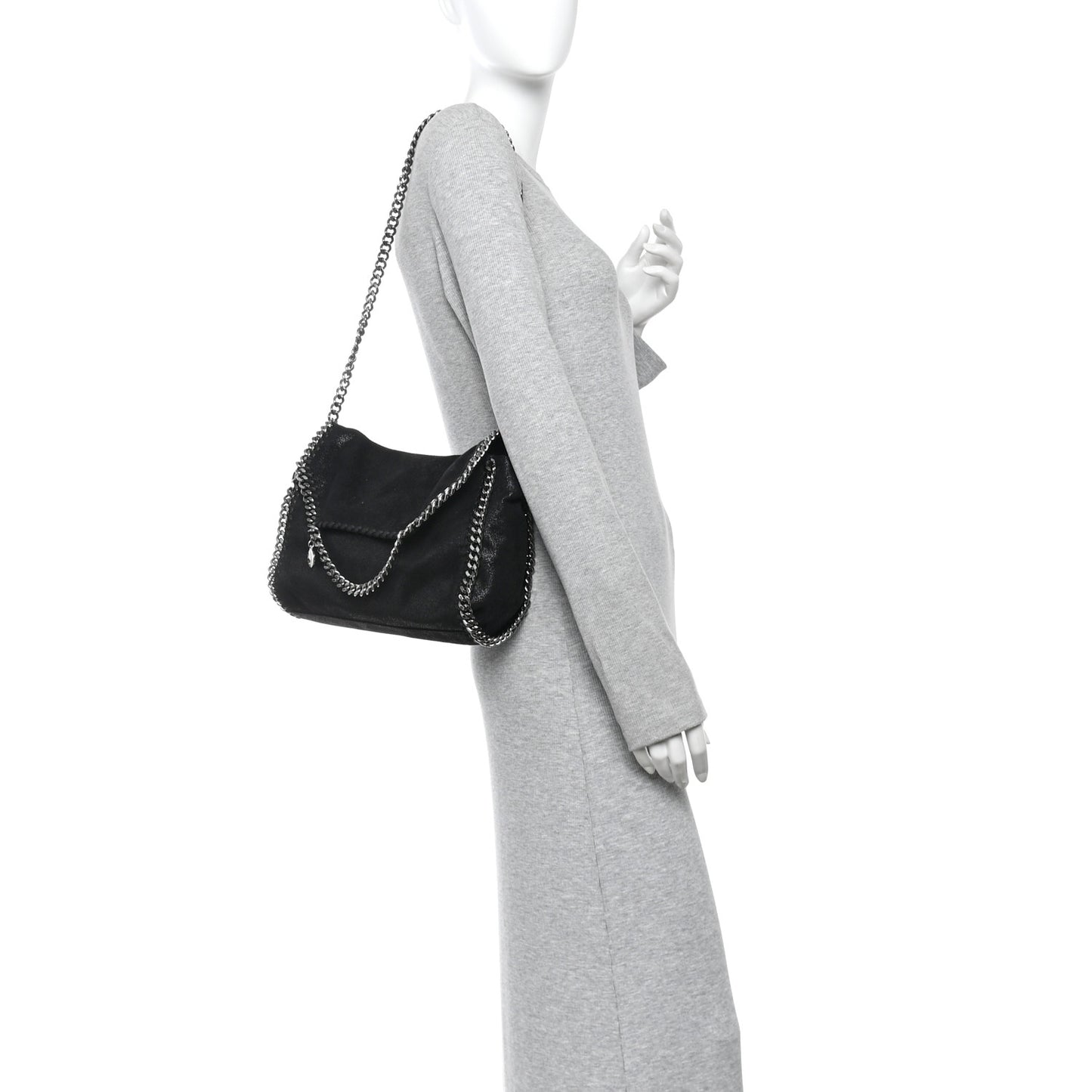 Shaggy Deer Mini Falabella Fold Over Tote Black