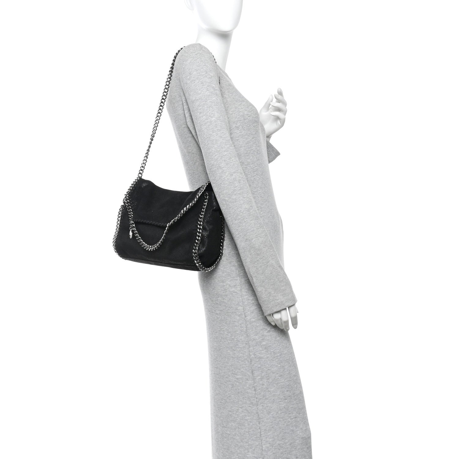 Stella McCartney Shaggy Deer Mini Falabella Fold Over Tote Black 2 of 10
