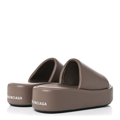 Balenciaga Smooth Nappa Logo Rise Platform Sandals 39 Beige White 4 of 8