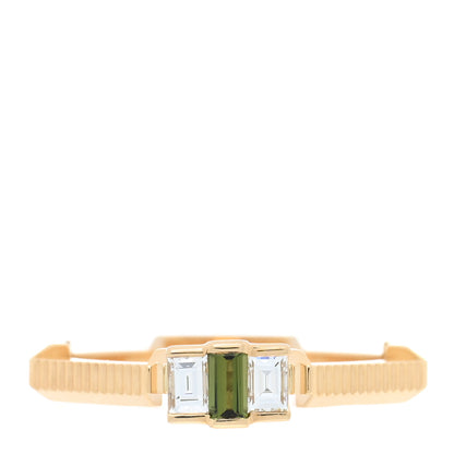 Gucci 18K Yellow Gold Diamond Green Tourmaline Link to Love Ring 54 6.75 1 of 4