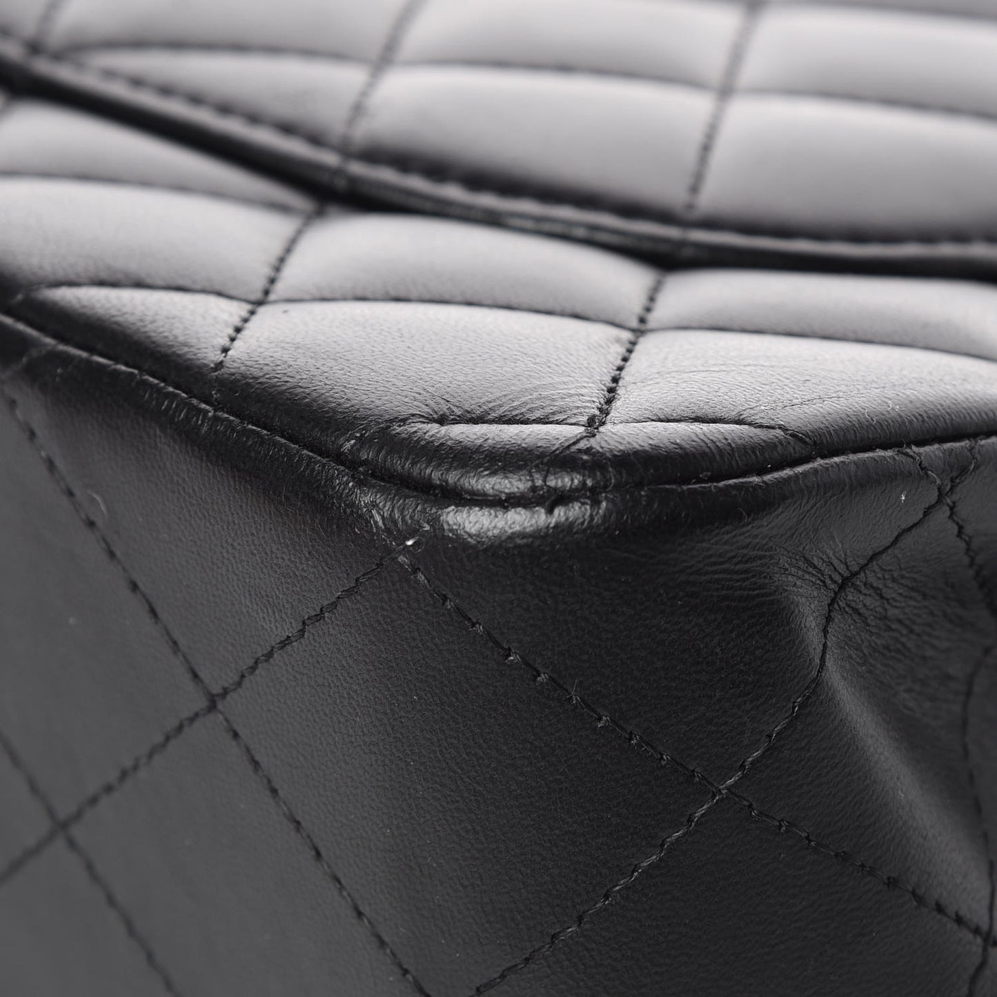 Lambskin Quilted Jumbo Double Flap Black