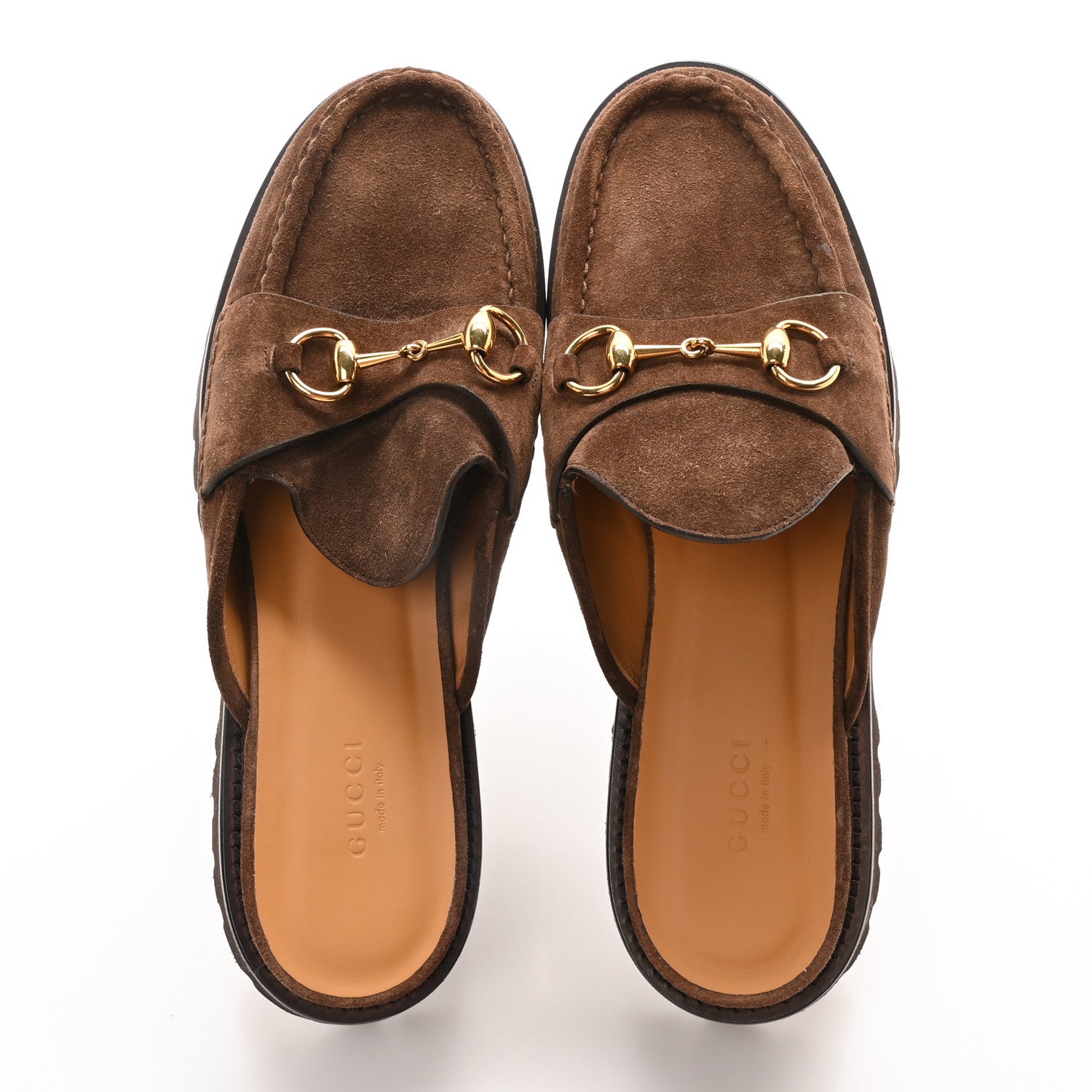 Gucci Suede Horsebit Platform Mules 40 Washed Brown 2 of 9