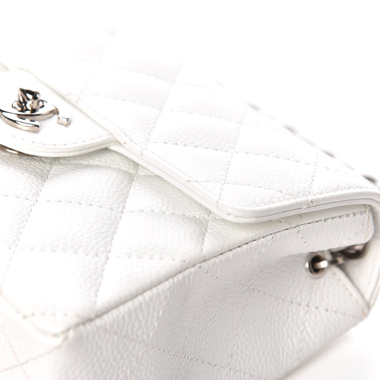 Caviar Quilted Mini Square Flap White