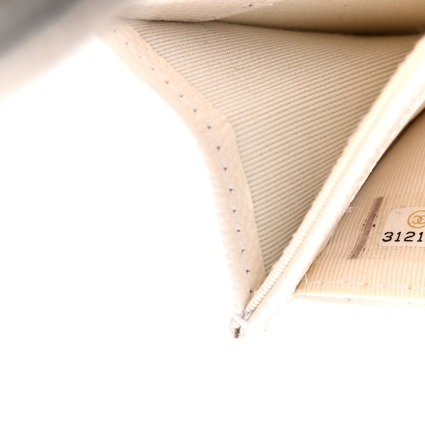 Caviar Quilted Flap Card Holder Wallet White