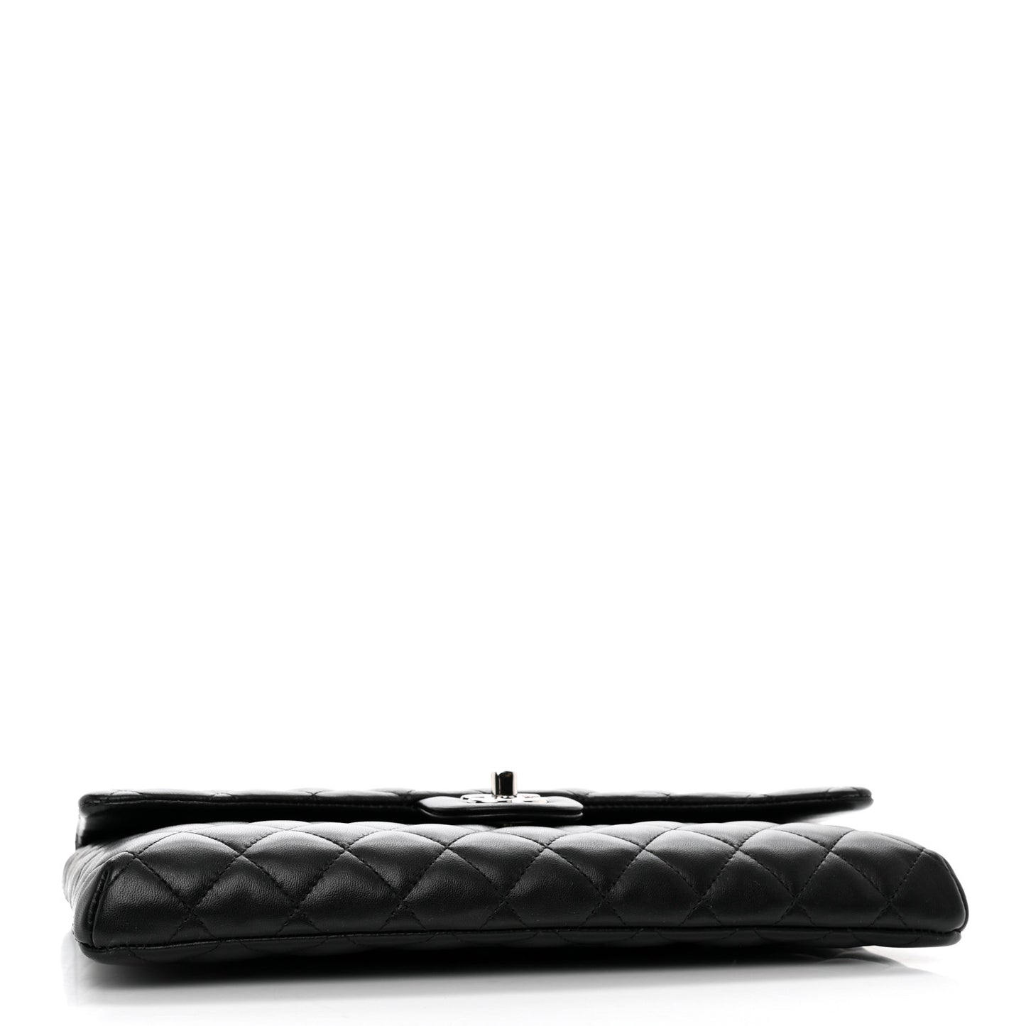 Lambskin Quilted Flap Clutch Black