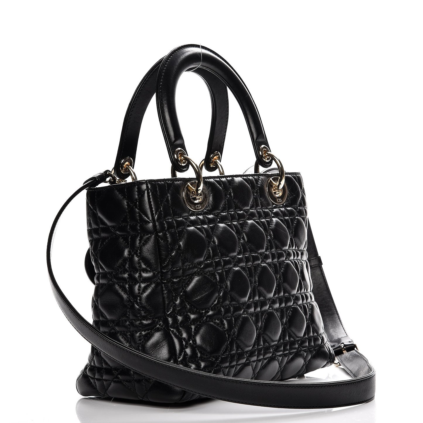 Lambskin Cannage Medium Supple Lady Dior Black