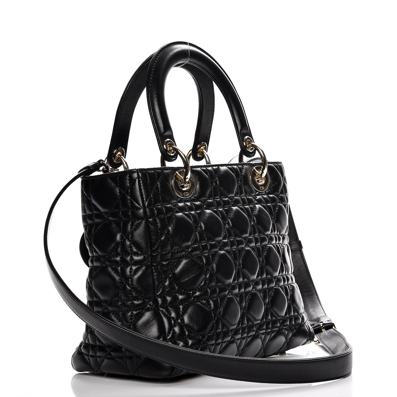 Christian Dior Lambskin Cannage Medium Supple Lady Dior Black 4 of 8