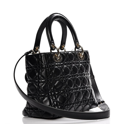 Christian Dior Lambskin Cannage Medium Supple Lady Dior Black 4 of 8