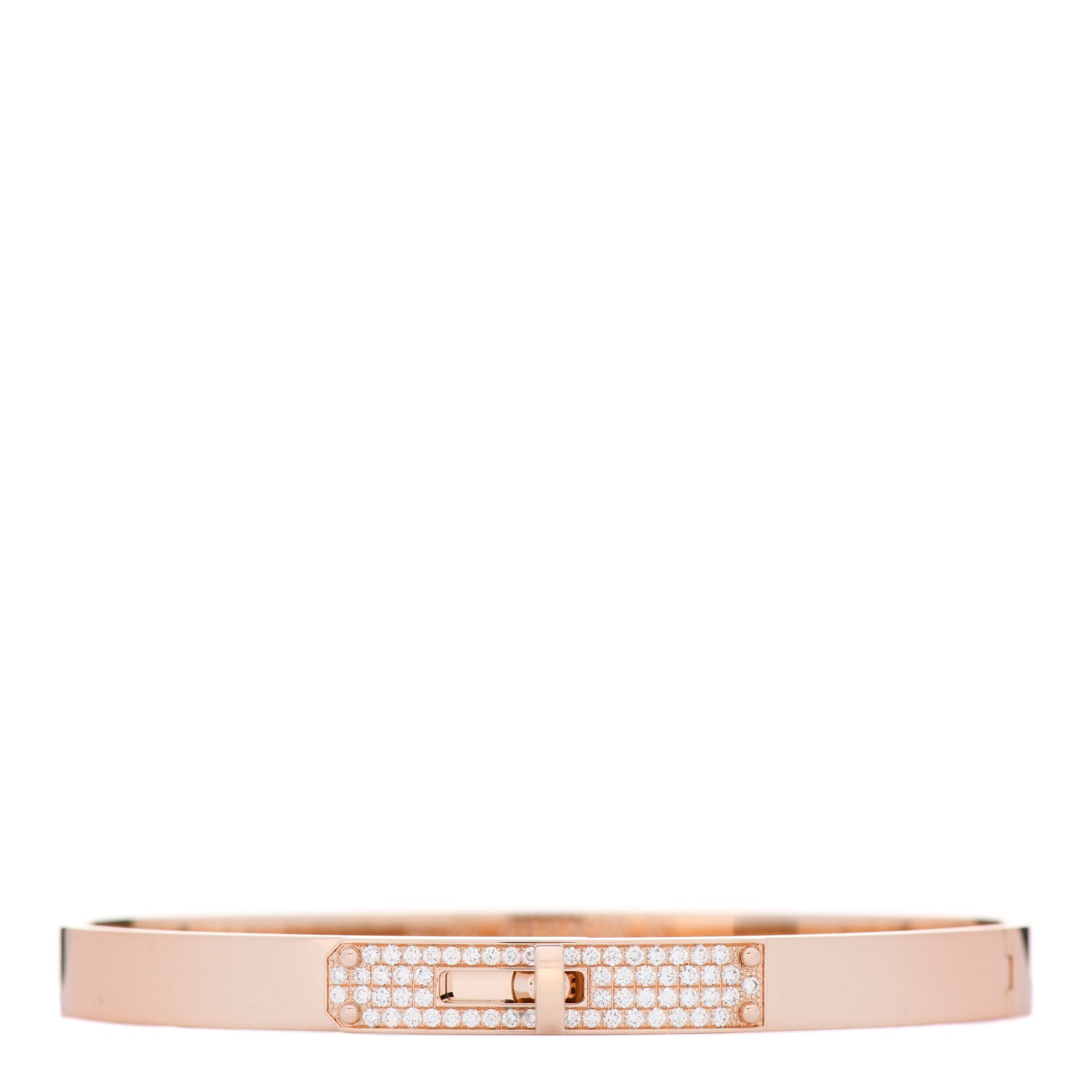 Hermes 18K Rose Gold Diamond PM Kelly Pave Bracelet ST 1 of 4