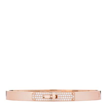 Hermes 18K Rose Gold Diamond PM Kelly Pave Bracelet ST 1 of 4