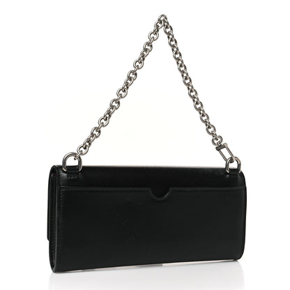 Off-White Calfskin Jitney Logo Flap Wallet On Chain Black 3 of 9