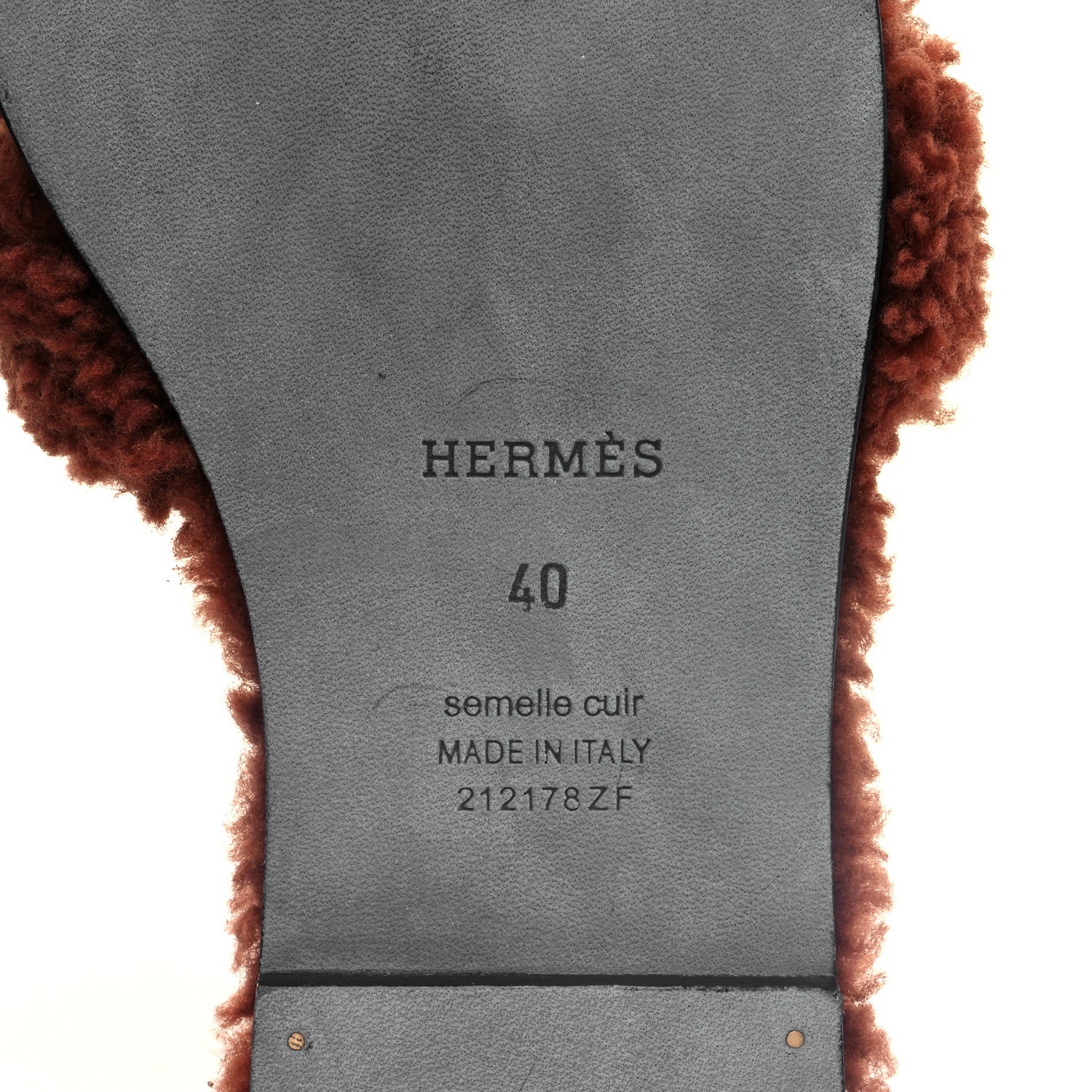 Hermes Woolskin Oran Sandals 40 Cognac 6 of 7