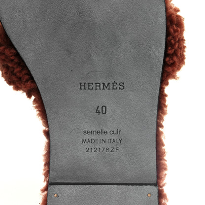 Hermes Woolskin Oran Sandals 40 Cognac 6 of 7