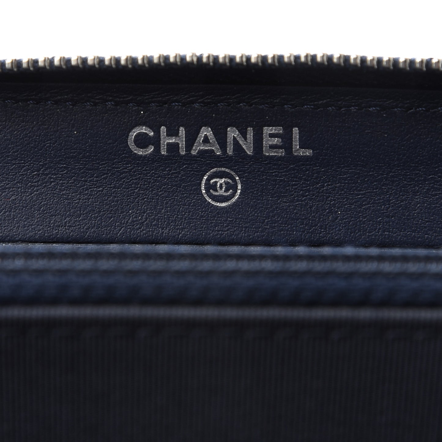 Caviar Quilted Small Zip Around Wallet Navy