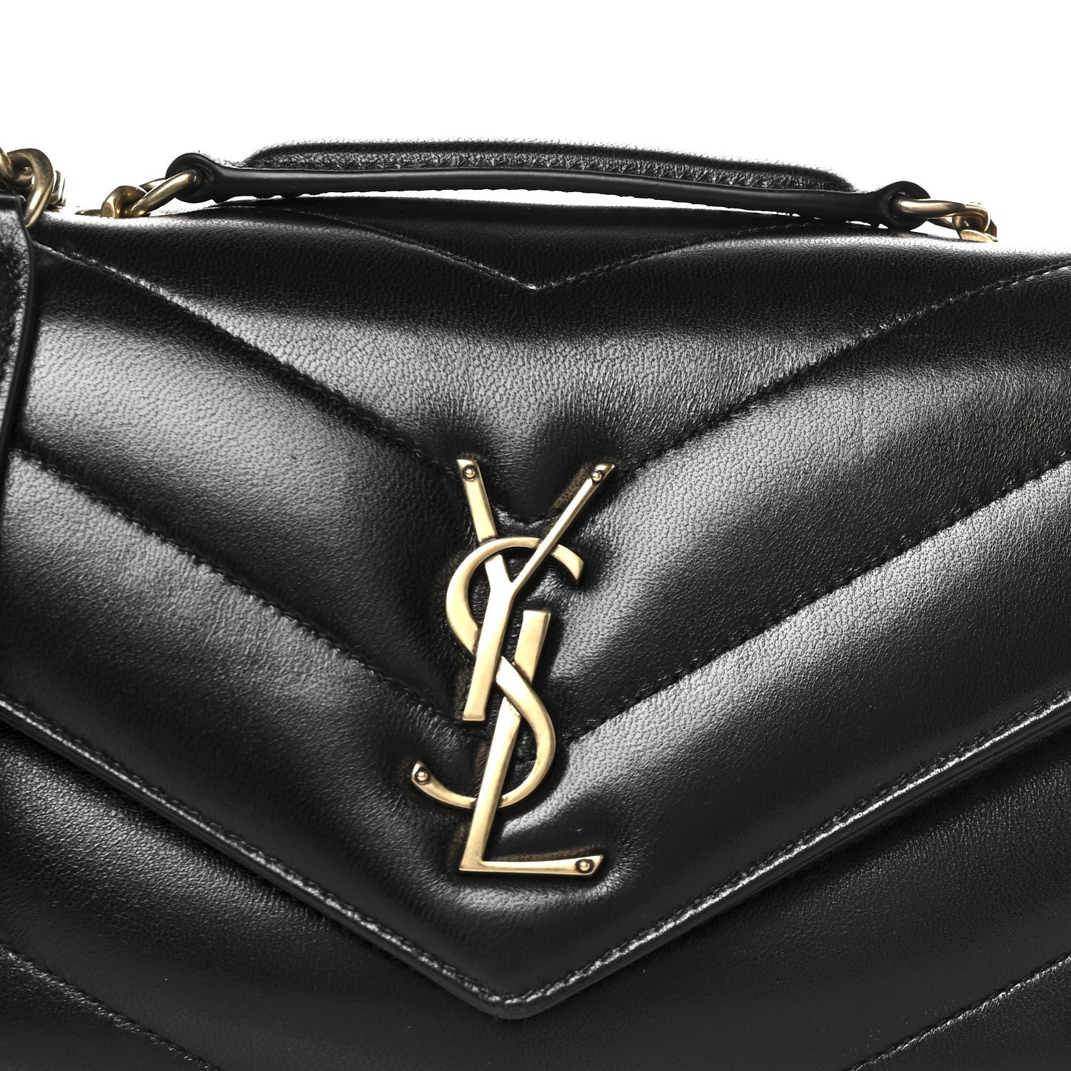 Saint Laurent Lambskin Chevron Quilted Small Loulou Black 11 of 13