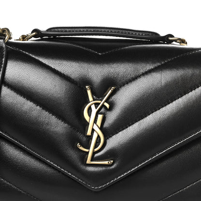 Saint Laurent Lambskin Chevron Quilted Small Loulou Black 11 of 13