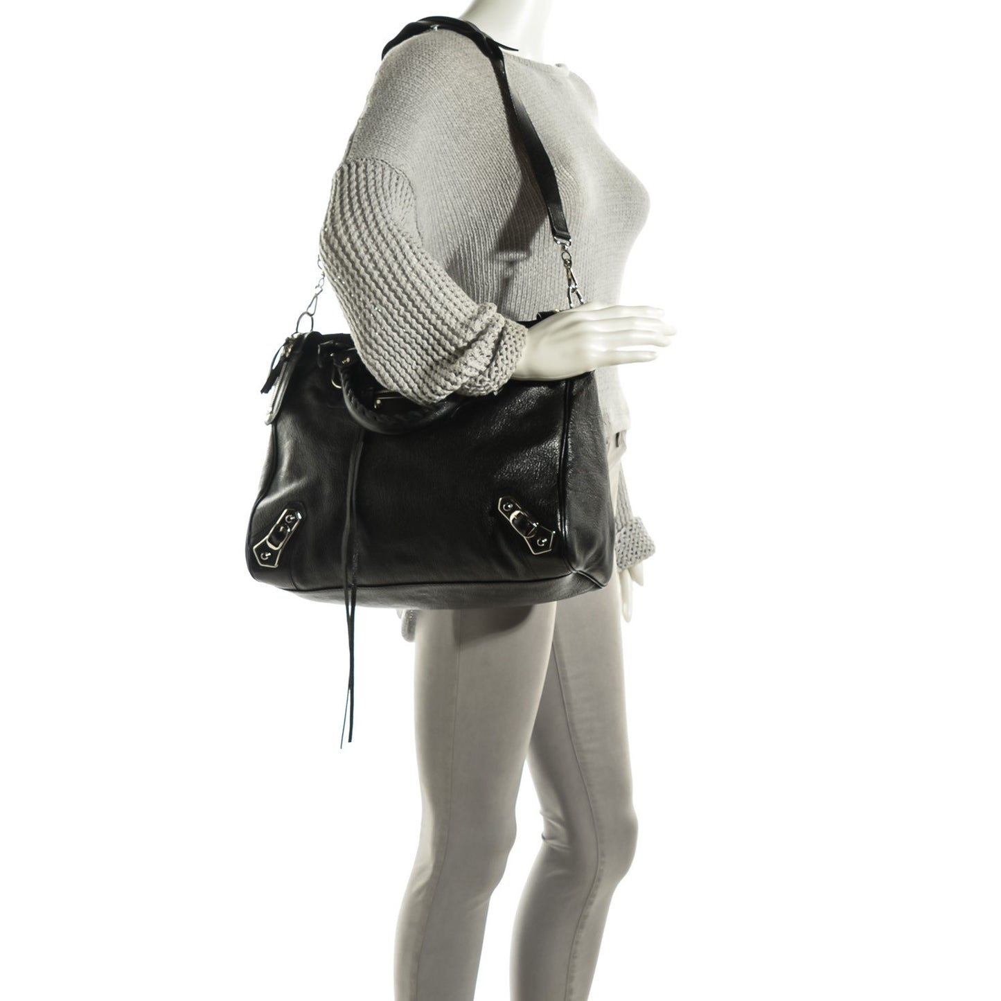 Chevre Silver Metallic Edge Hardware Velo Black