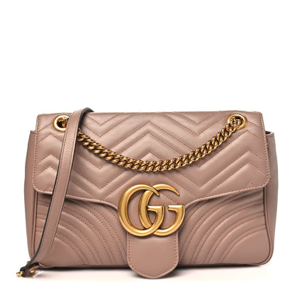 Gucci Calfskin Matelasse Medium GG Marmont Shoulder Bag Porcelain Rose 1 of 10