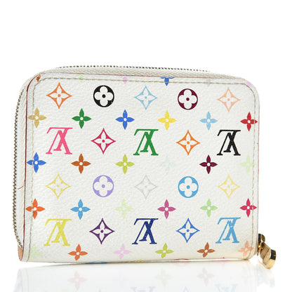 Louis Vuitton Monogram Multicolor Zippy Coin Purse Wallet White Litchi 3 of 9