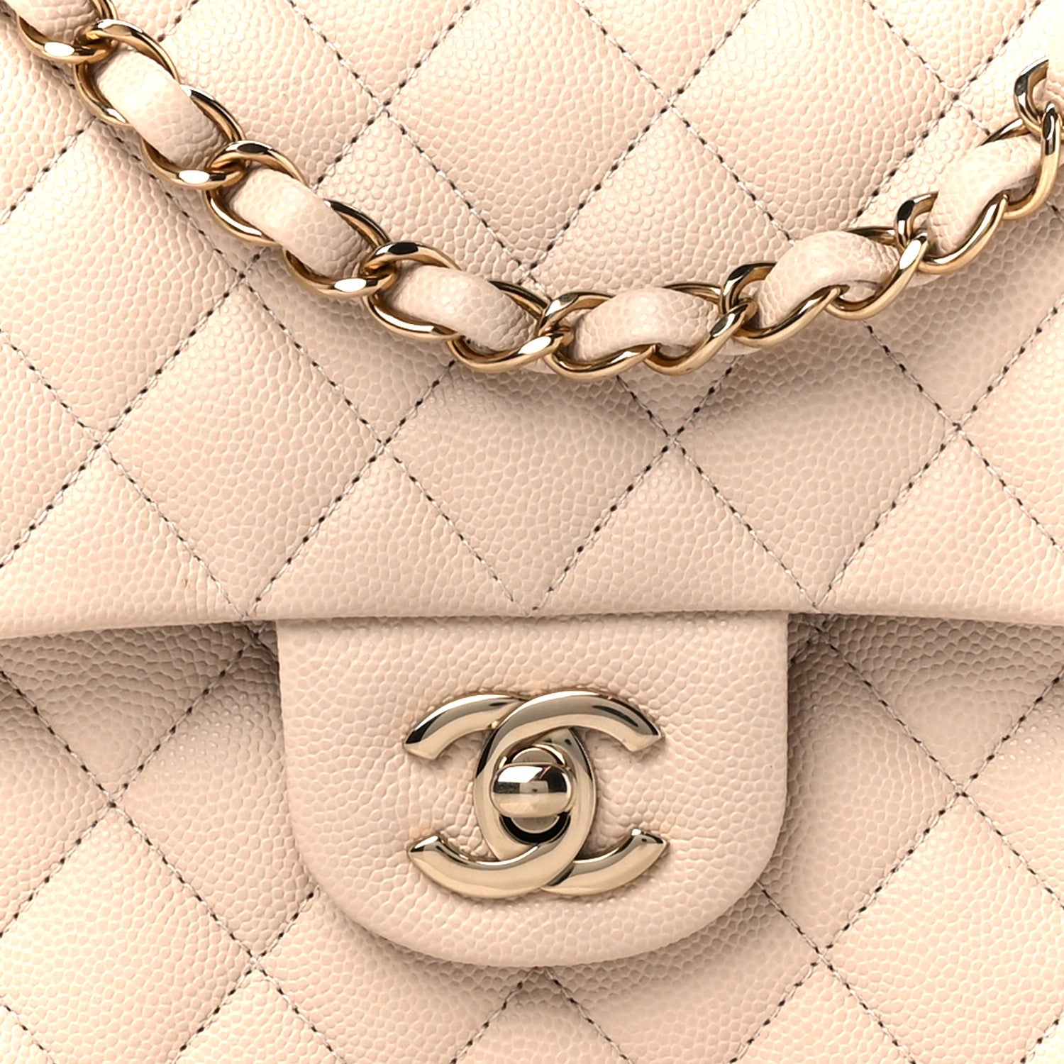 Chanel Caviar Quilted Medium Double Flap Ecru 10 of 12