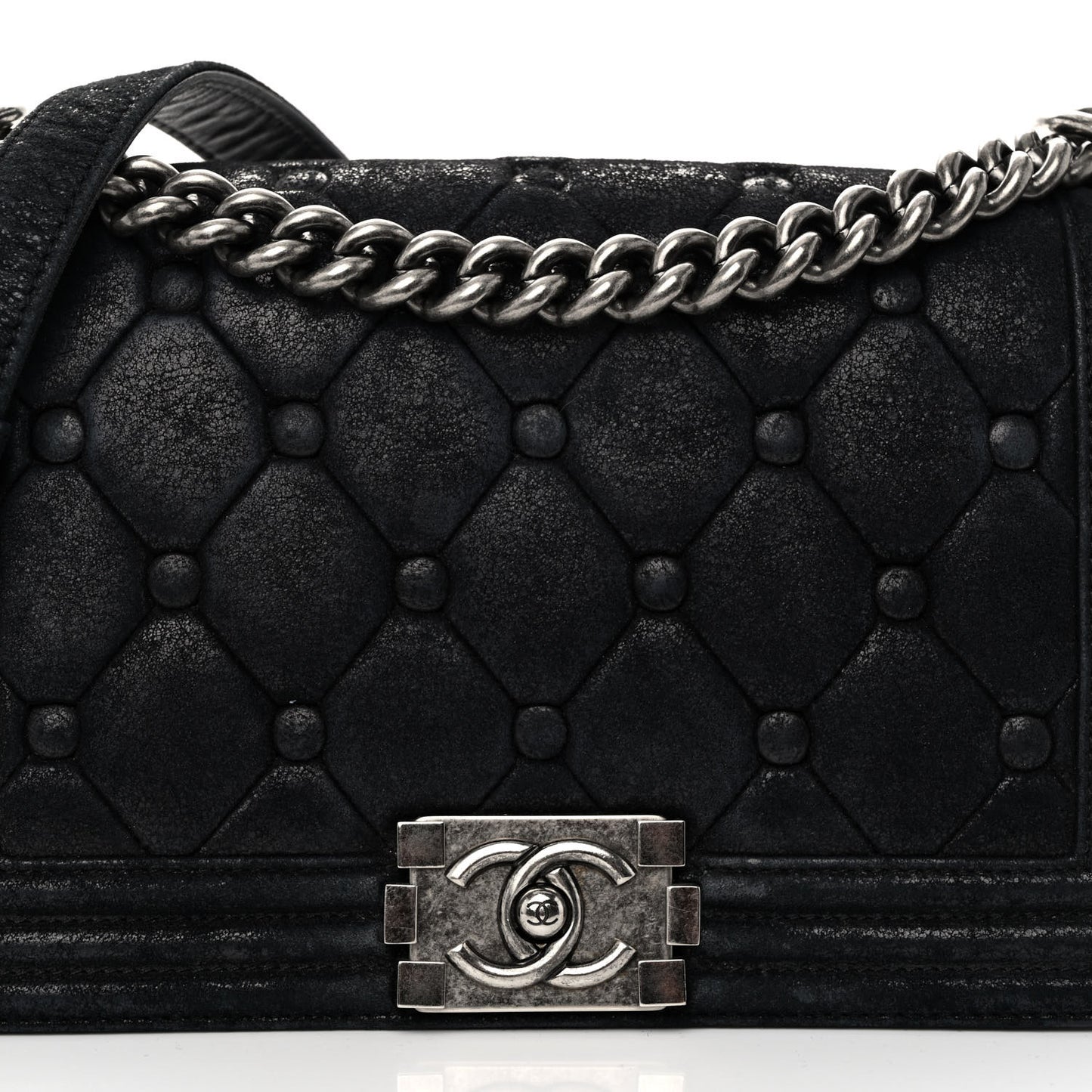 Nubuck Chesterfield Quilted Medium Celtic Boy Flap Black