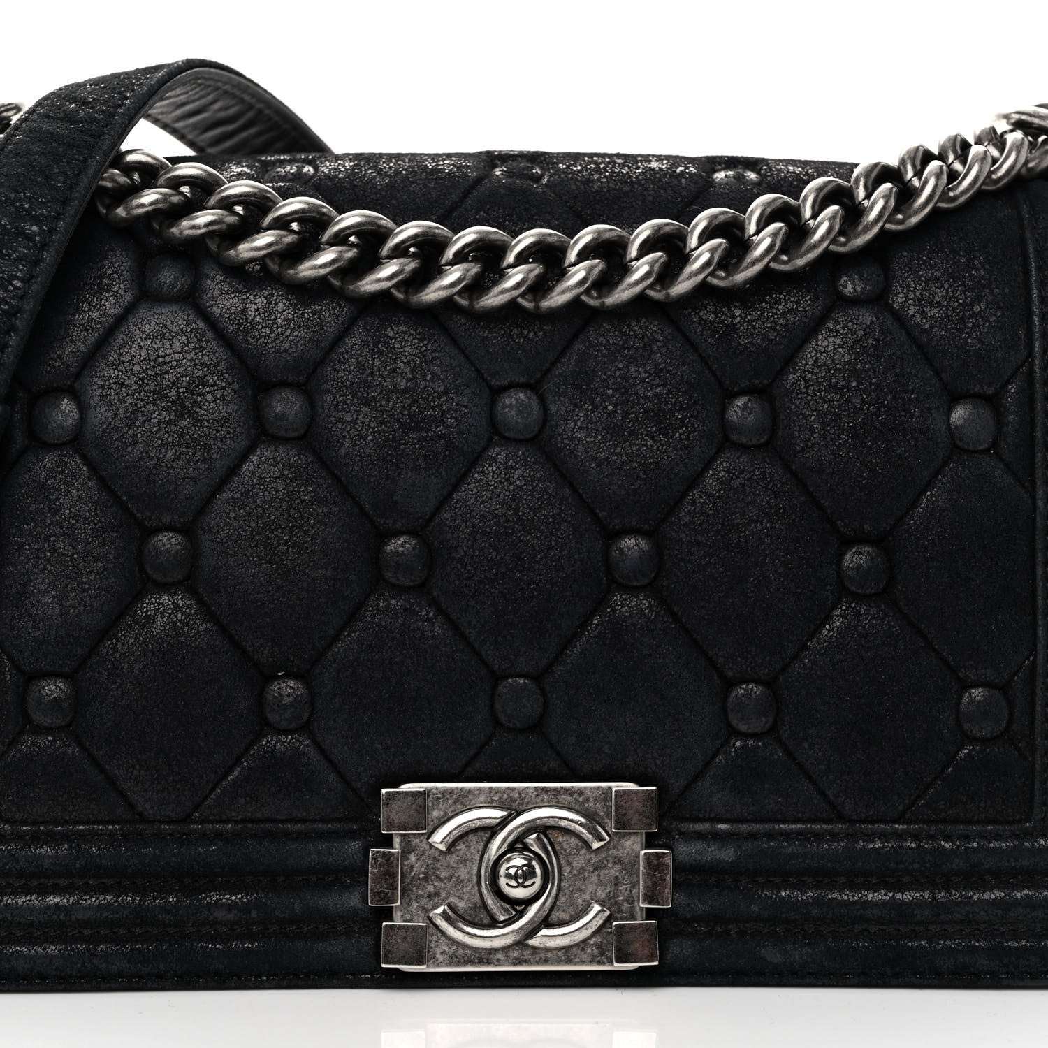Chanel Nubuck Chesterfield Quilted Medium Celtic Boy Flap Black 7 of 10
