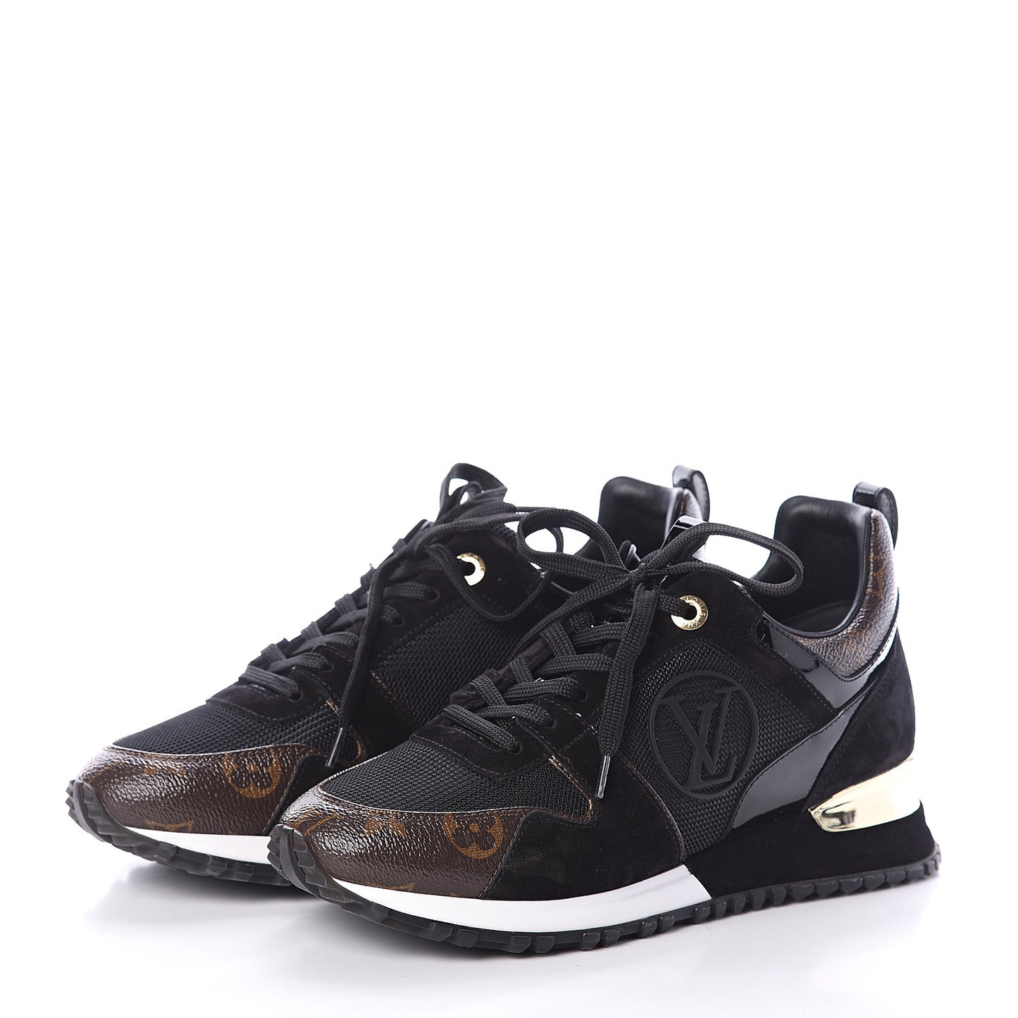 Suede Monogram Run Away Sneakers 37 Black