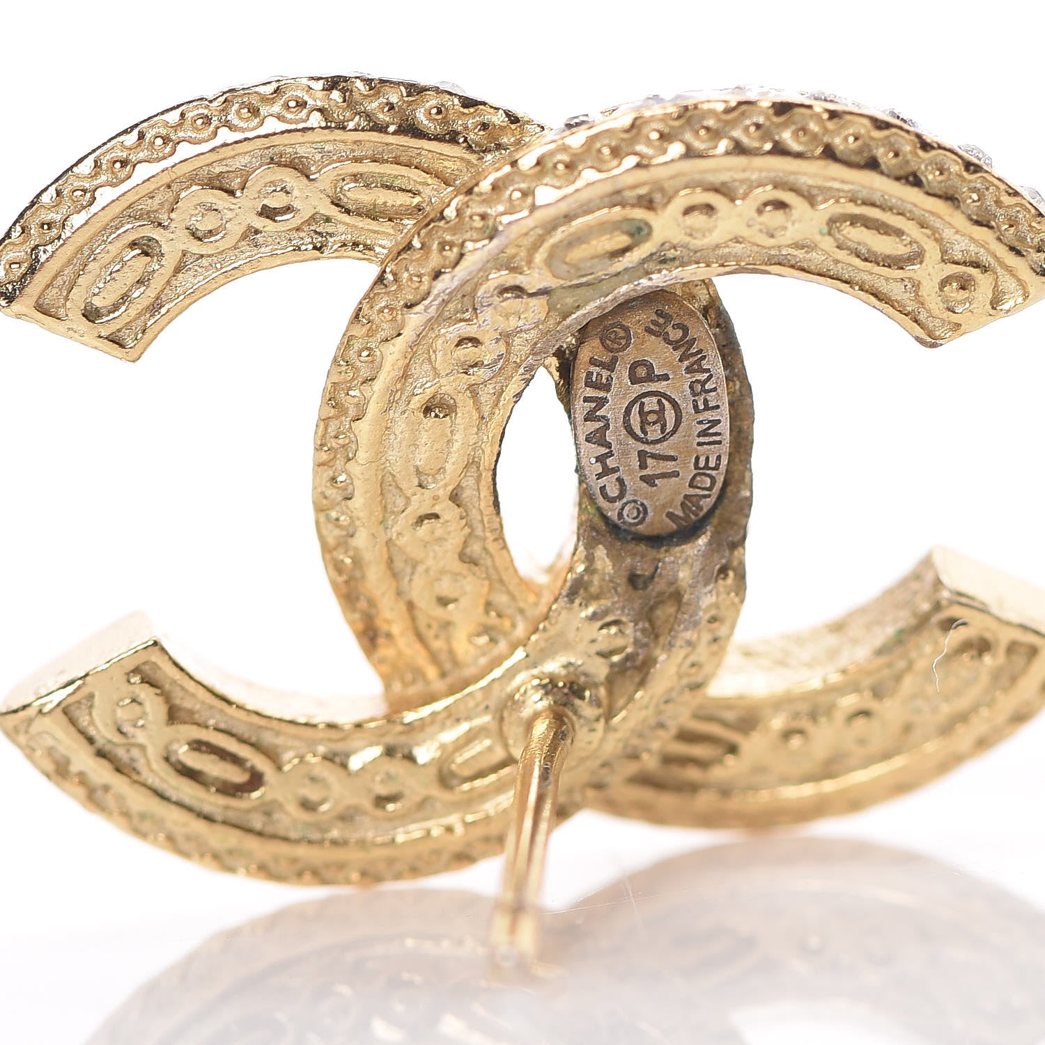 Chanel Baguette Crystal CC Earrings Gold Black 4 of 4