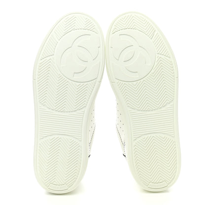 Chanel Calfskin Womens Logo Sneakers 36.5 Black White 5 of 9