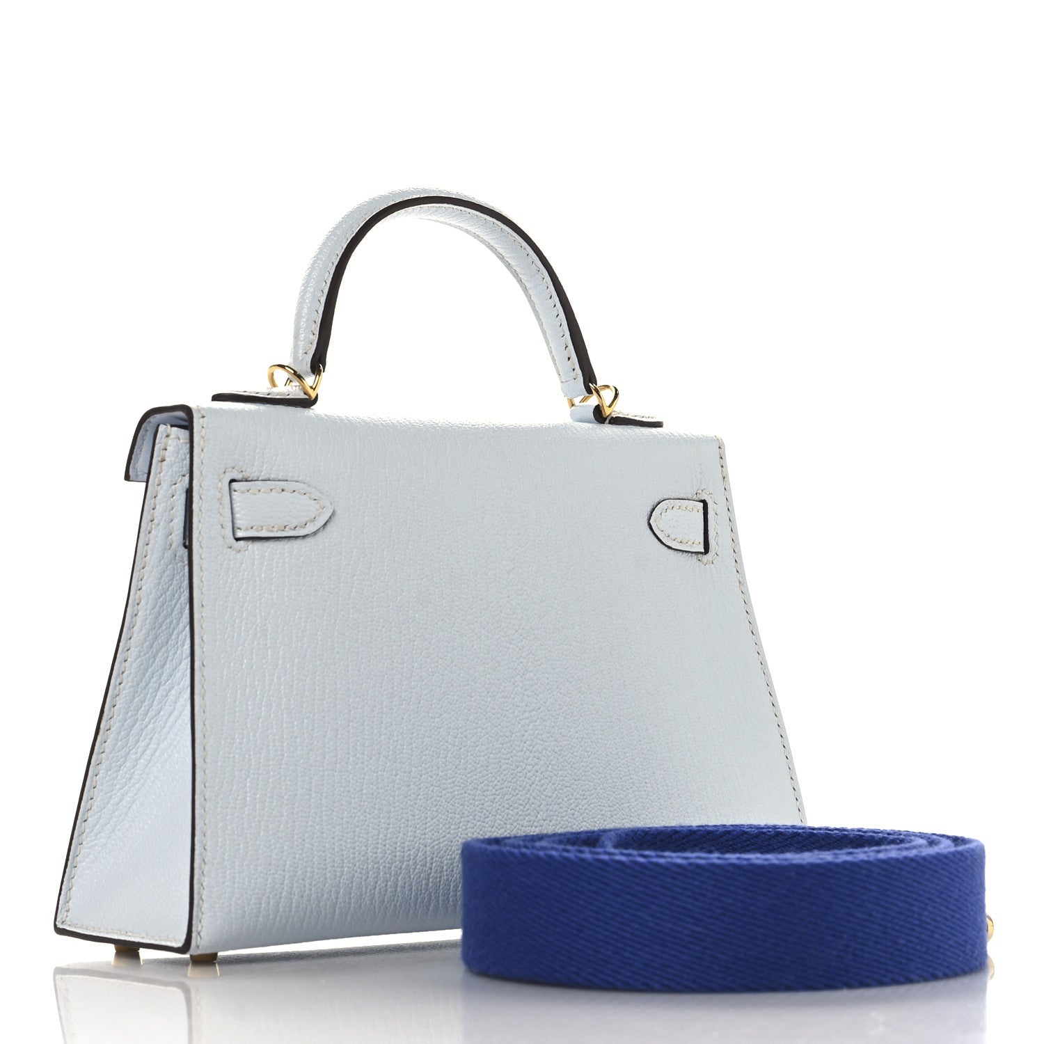 Hermes Chevre Mysore Mini Kelly Sellier 20 Bleu Brume Bleu Electrique 3 of 11