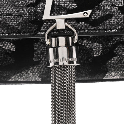 Saint Laurent Metallic Fabric Camouflage Medium Classic Monogram Kate Tassel Satchel Black 8 of 12