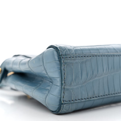 Fendi Shiny Crocodile Shiny Nappa Micro Peekaboo Iconic Satchel Blue 10 of 11