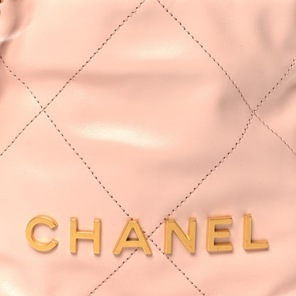 Chanel Shiny Calfskin Quilted Mini Chanel 22 Light Pink 8 of 11