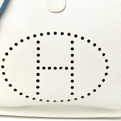 Hermes Taurillon Clemence Amazone Evelyne III PM White Mykonos 10 of 11