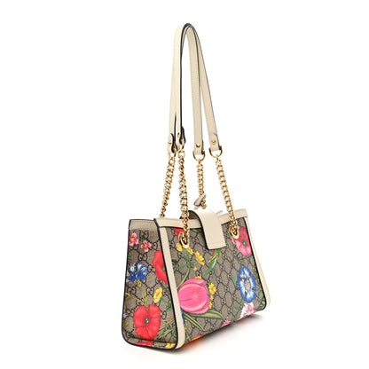 Gucci GG Supreme Monogram Flora Textured Calfskin Small Padlock Tote Beige Ebony Multicolor Mystic White 3 of 14
