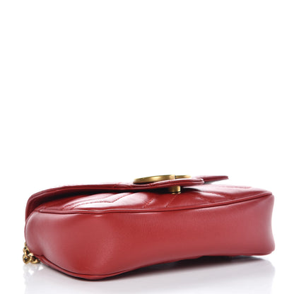 Gucci Calfskin Matelasse Super Mini GG Marmont Shoulder Bag Hibiscus Red 4 of 12