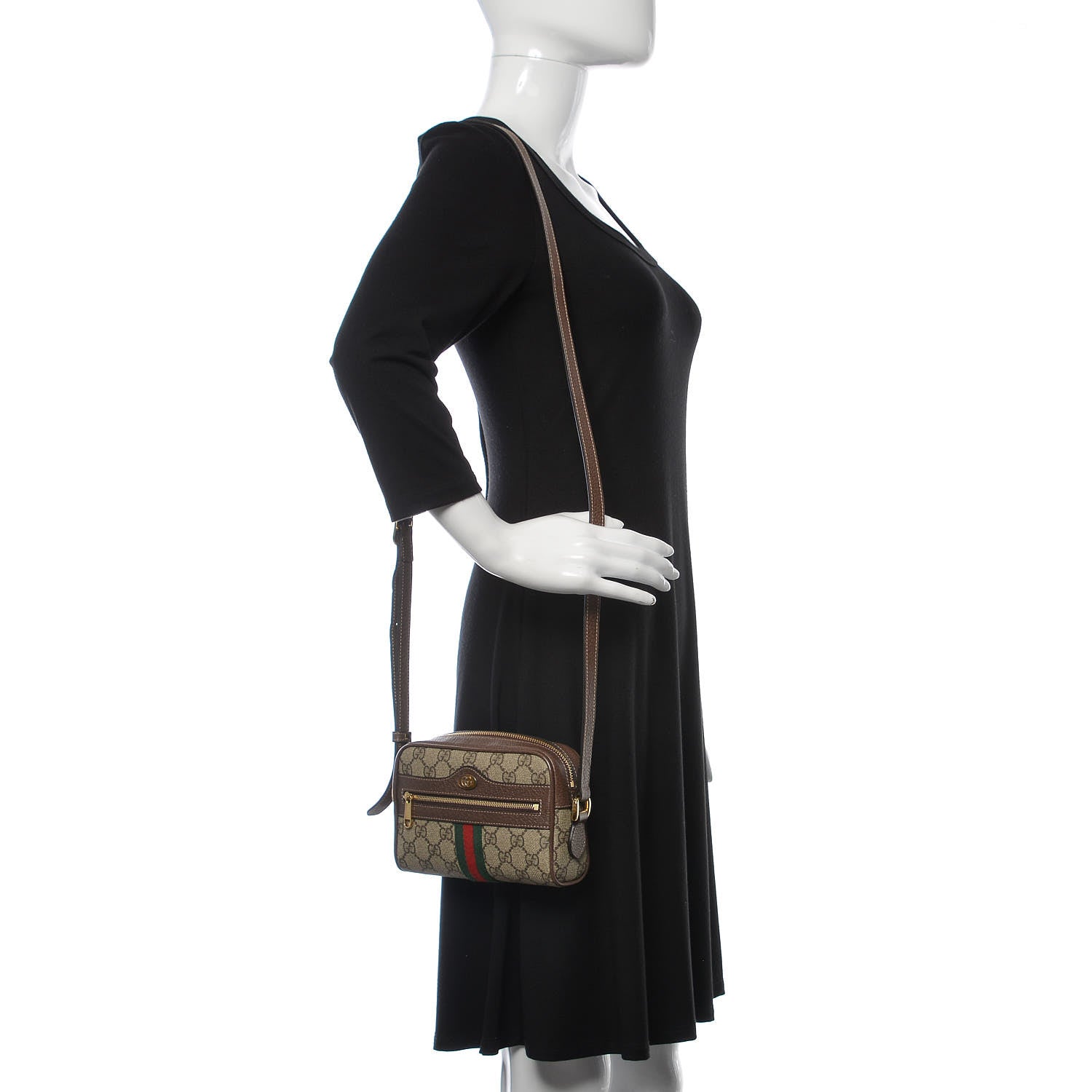 Gucci GG Supreme Monogram Web Mini Ophidia Shoulder Bag Brown 2 of 10