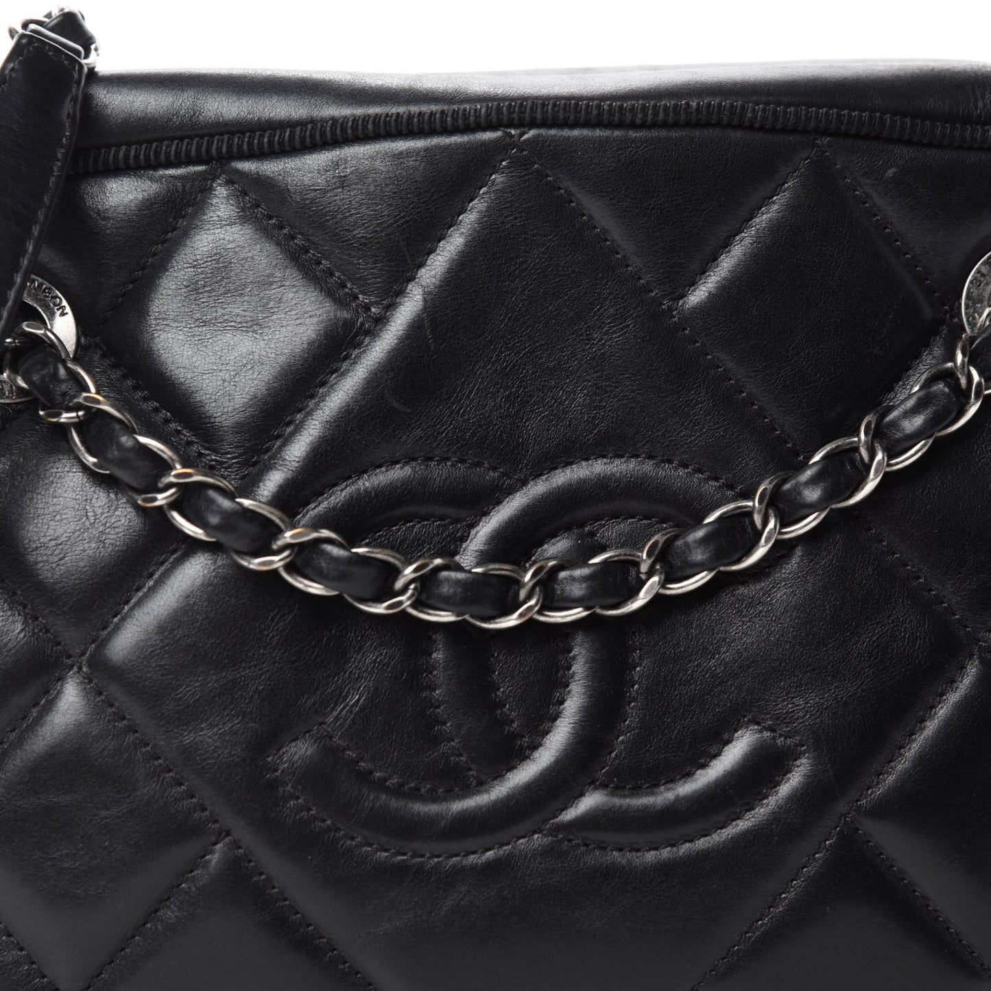 Lambskin Quilted Small Diamond CC Camera Case Black