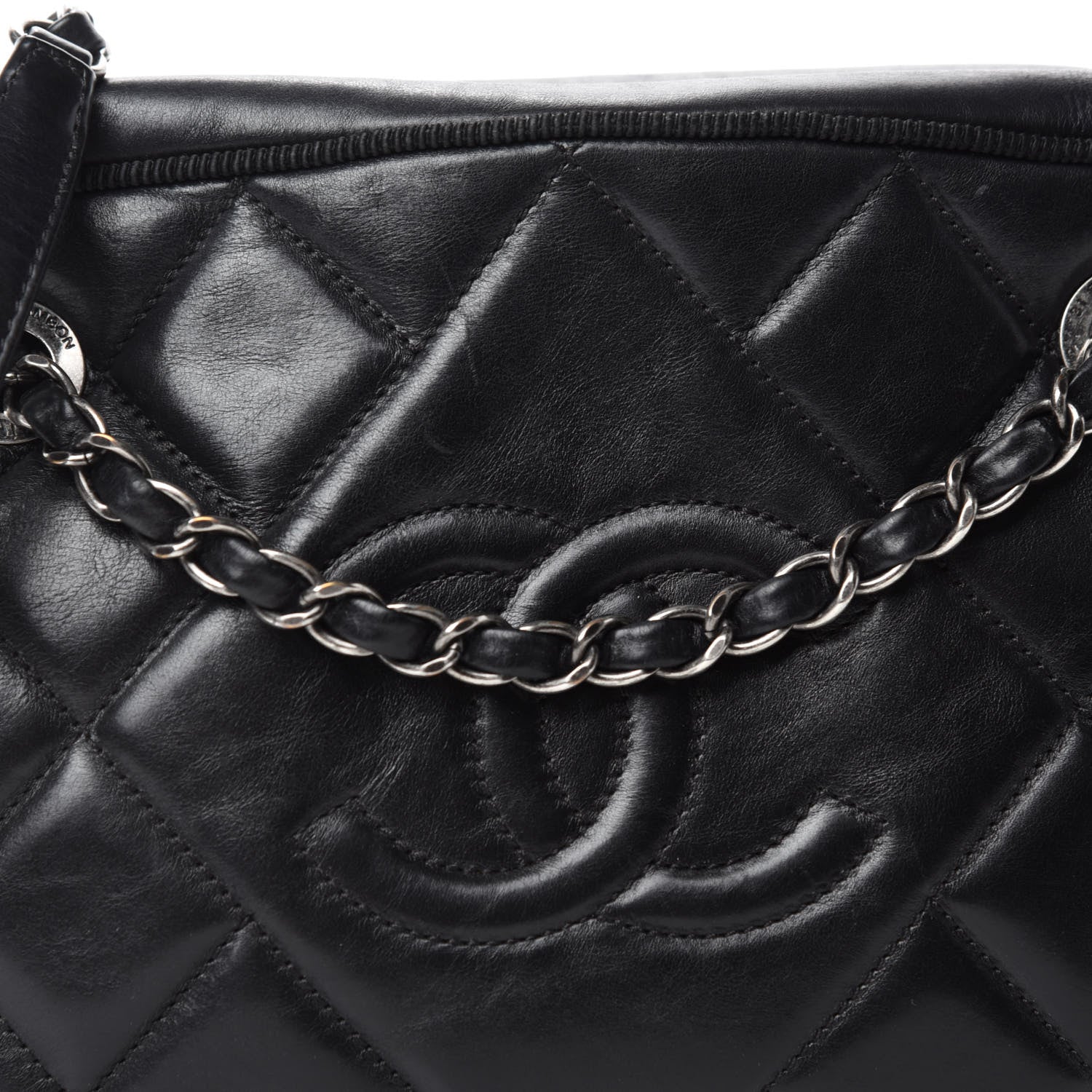 Chanel Lambskin Quilted Small Diamond CC Camera Case Black 11 of 11