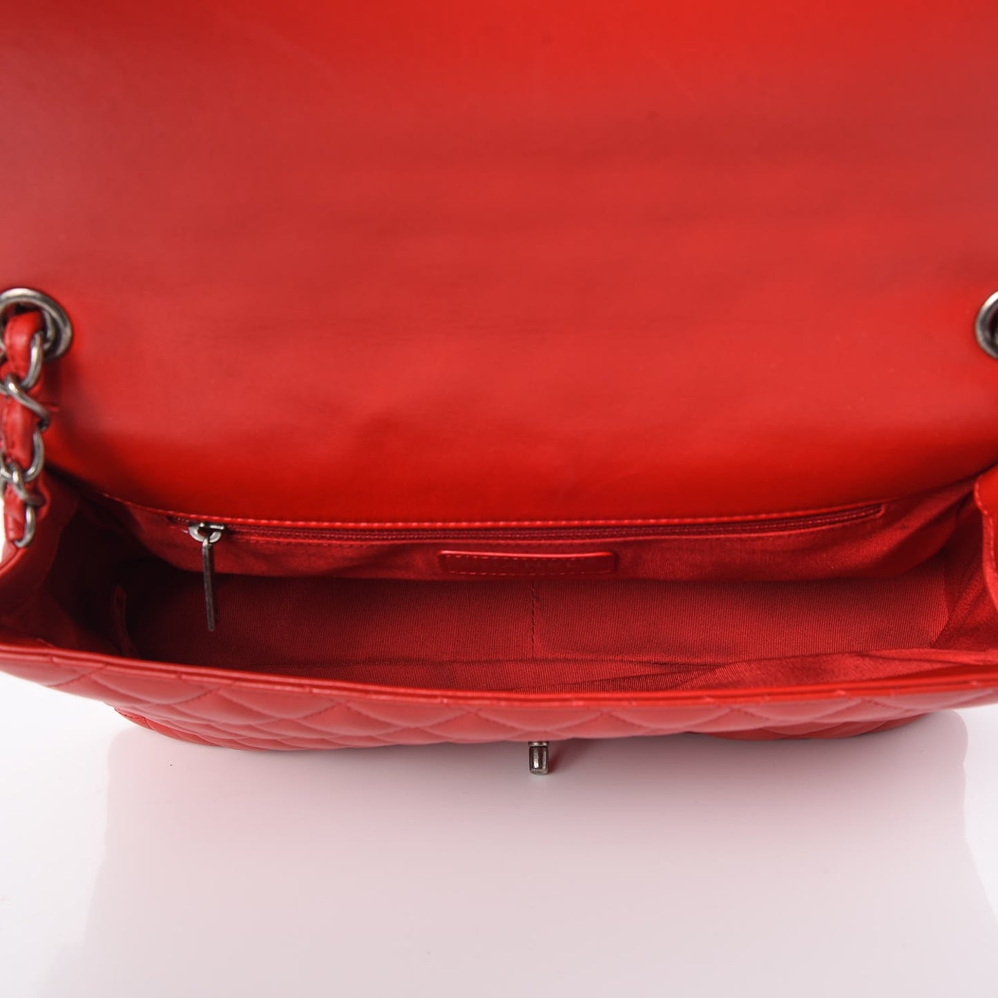 Lambskin Quilted Jumbo Multi Flap Bag Red