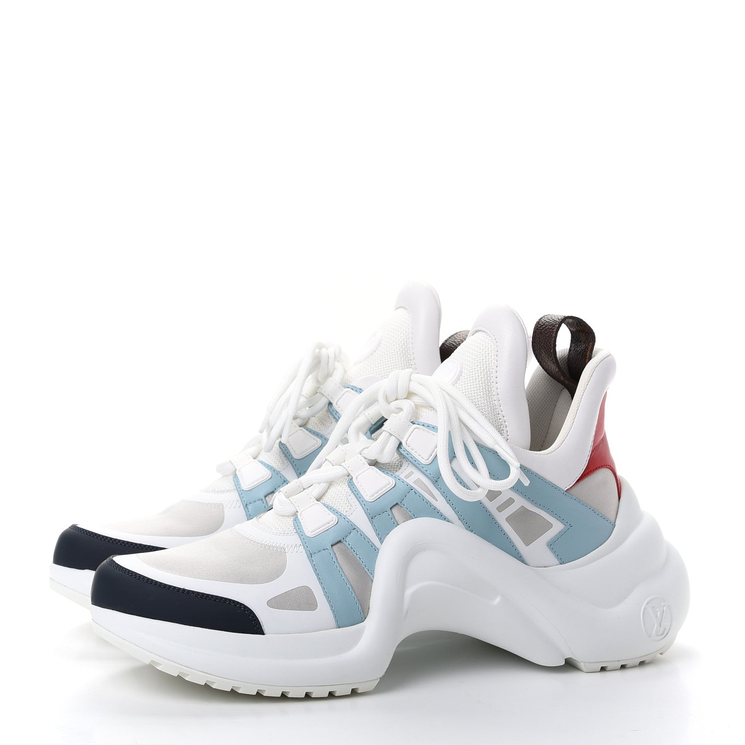 Louis Vuitton Calfskin Technical Nylon LV Archlight Sneakers 38.5 White Blue Gris 40 White Blue Gris 3 of 10