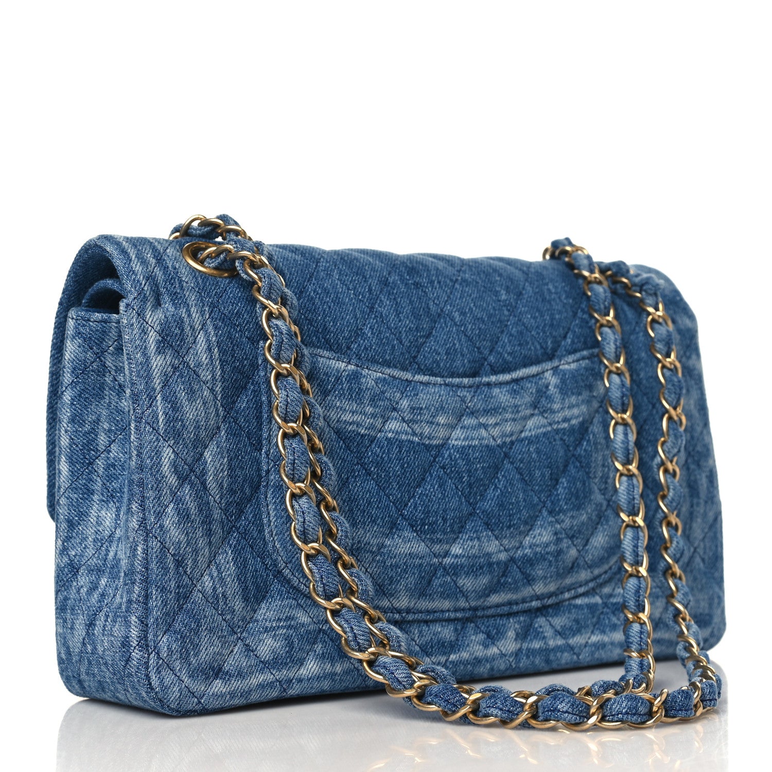 Chanel Denim Quilted Medium Double Flap Blue 3 of 10