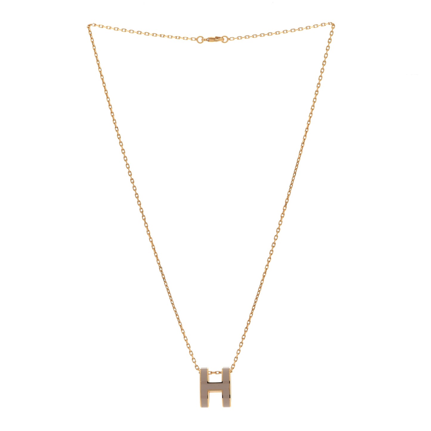 Lacquered Gold Pop H Pendant Necklace Marron Glace