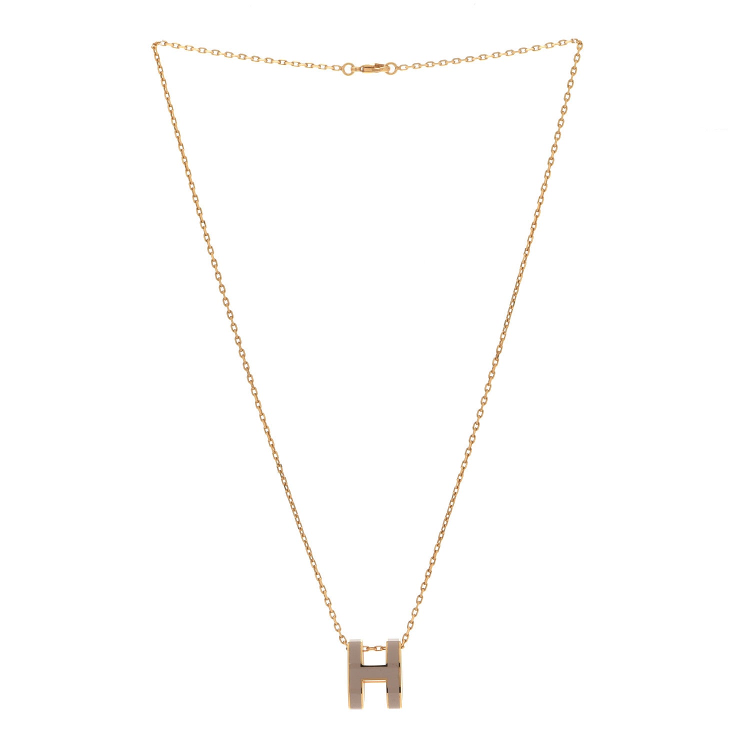 Hermes Lacquered Gold Pop H Pendant Necklace Marron Glace 3 of 7
