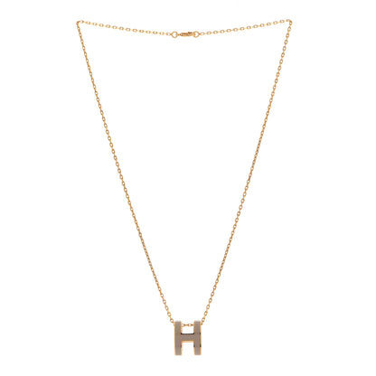Hermes Lacquered Gold Pop H Pendant Necklace Marron Glace 3 of 7