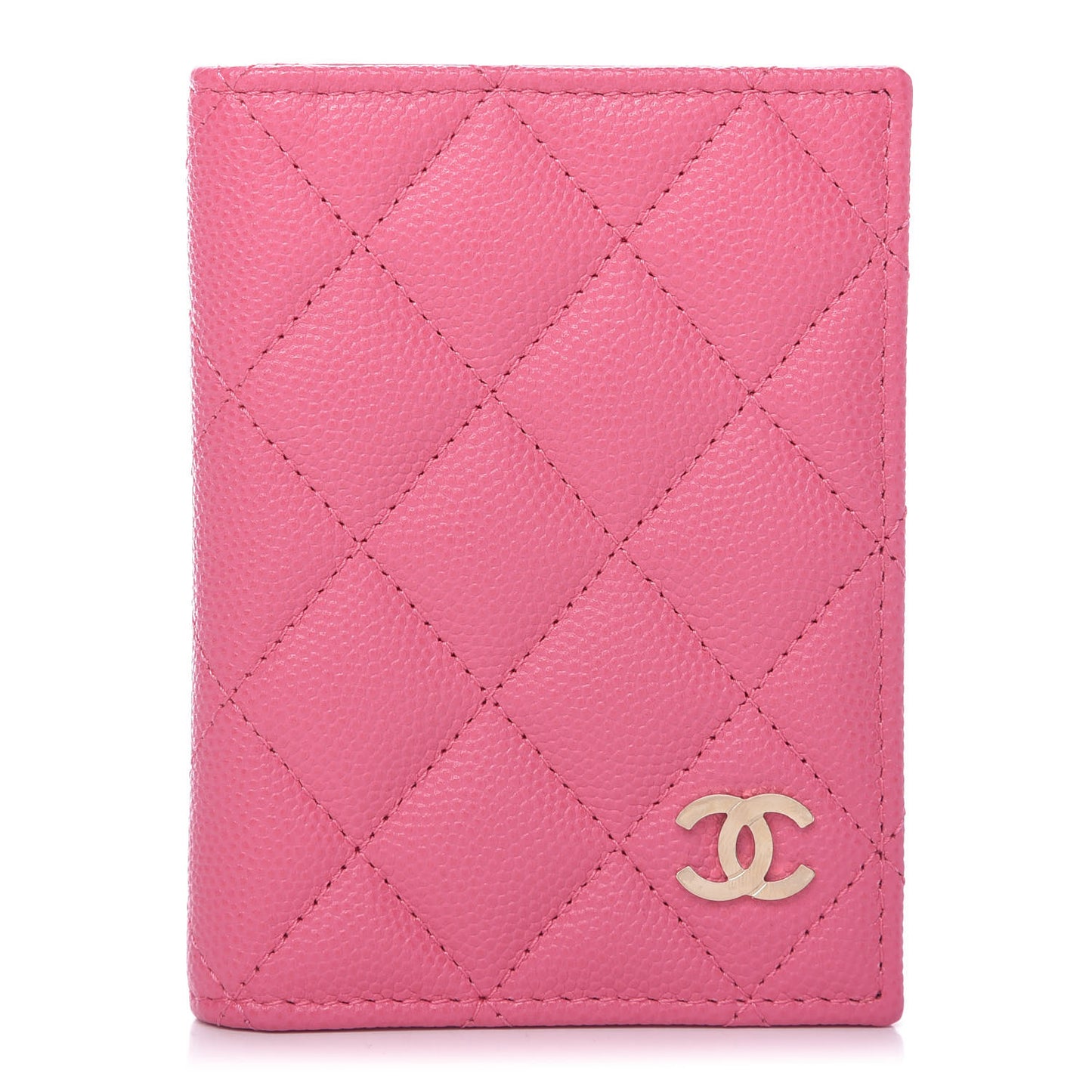 Caviar Quilted Card Holder Wallet Pink
