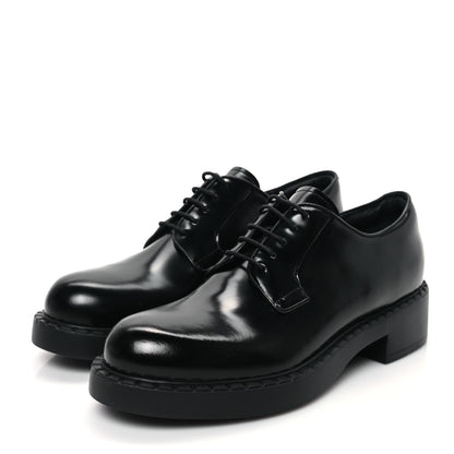 Prada Spazzolato Lace Up 50mm Loafers 39 Black 3 of 9